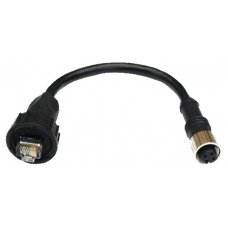 Кабель CBL-M12DFF4PRJ45-BK-10-IP67 10 cm M12-to-RJ45 Cat-5E UTP Ethernet cable, 4-pin D-coded femake M12 connector