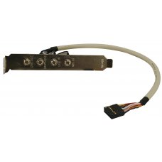 Кабель 19800-000020-RS Audio cable with bracket 4 audio jacks to one 12-pin(2x6) connector(P:2.54),L:25cm