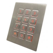 Клавиатура антивандальная TKV-012-12-QUAD-DGI-IP65-BACKL-MODUL-MATRIX (KV21206) панельная, металлическая (нерж.), 12 кнопок, подстветка (DGI.12Q12.F-B)